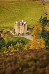 Braemar Castle in the Cairngorms National Park from above