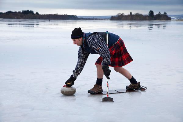 Curling on the Lake of Menteith near Aberfoyle, Stirling